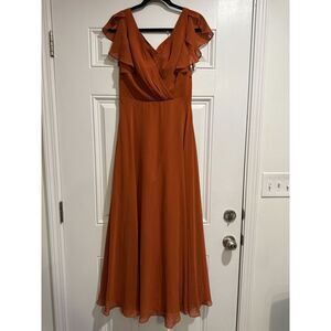 Celebrate 4 DB studio bridesmaid dress flutter sleeve full skirt Cinnamon Rust‎